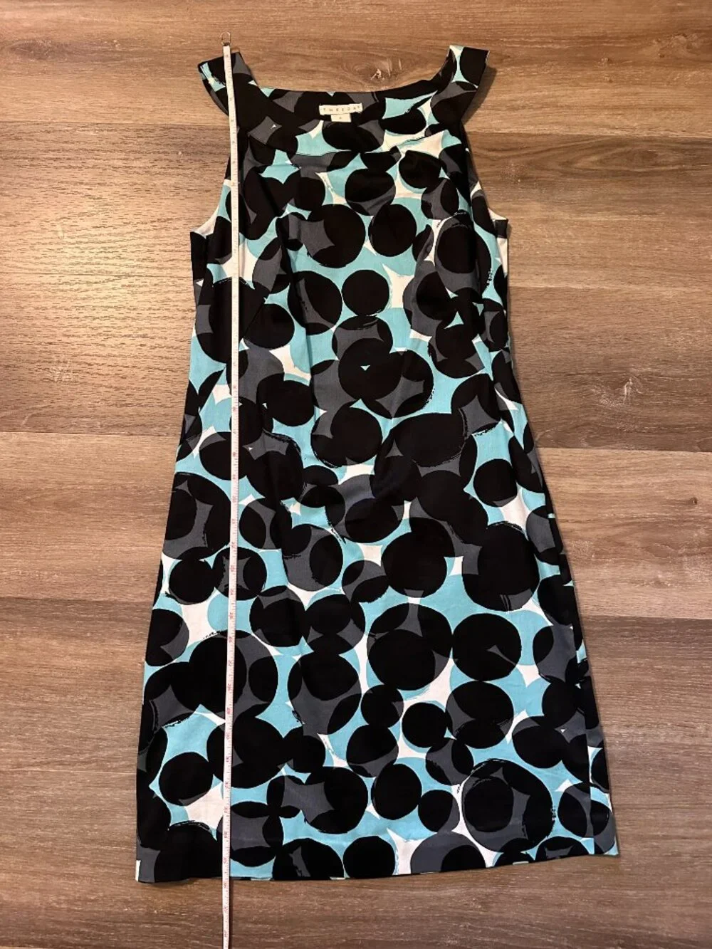 Tweeds Scoop Neck Geometric Dress Black Light Blue White Size 4